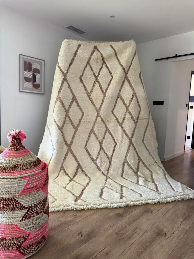 Diyara Artisanat Tapis Écru à Losange - BENI OUARAIN.webp