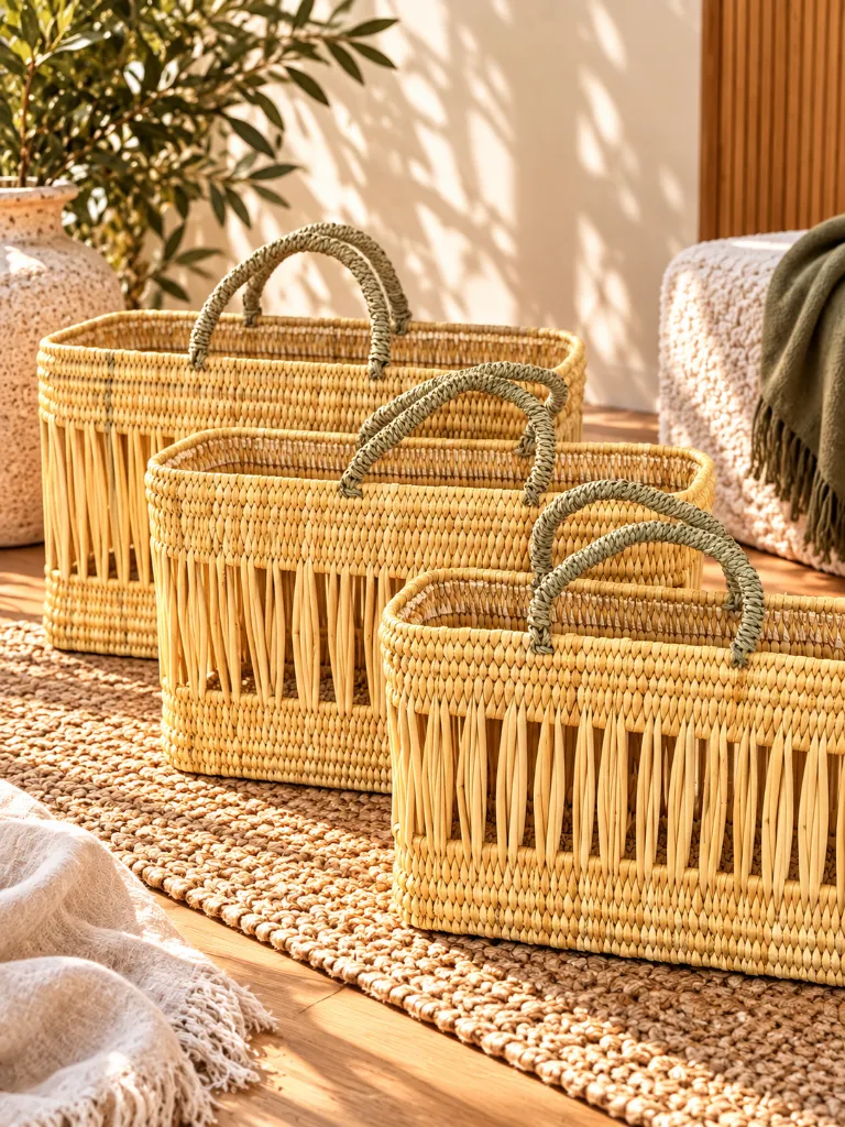 Paniers Ajourés en Raphia Couleur Naturel - PALMERAIE 3.webp