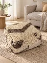 Diyara Artisanat Pouf en Laine sur Laine Écru et Taupe 1.webp