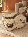 Diyara Artisanat Pouf en Laine sur Laine Écru et Taupe 3.webp