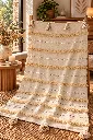 Diyara Artisanat Plaid écru à franges et sequins argentés 1.webp