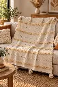 Diyara Artisanat Plaid écru à franges et sequins argentés 4.webp