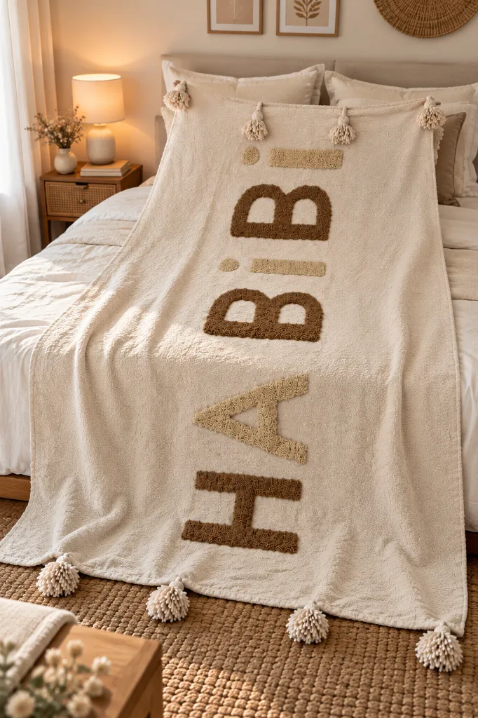 Diyara Artisanat Plaid beige HABIBI à motifs en relief 4.webp