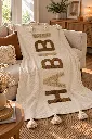 Diyara Artisanat Plaid écru HABIBI à lettres en relief 2.webp