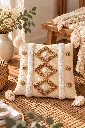 Diyara Artisanat Housse de coussin en coton écru à motifs berbères en relief 2.webp