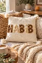 Diyara Artisanat Housse de coussin HABIBI en coton écru 1.webp