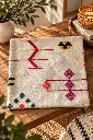 Diyara Artisanat Housse de coussin en coton écru à motifs berbères multicolores 1.webp