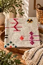 Diyara Artisanat Housse de coussin en coton écru à motifs berbères multicolores 3.webp