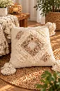 Diyara Artisanat Housse de coussin écrue à motif losange tufté beige 2.webp
