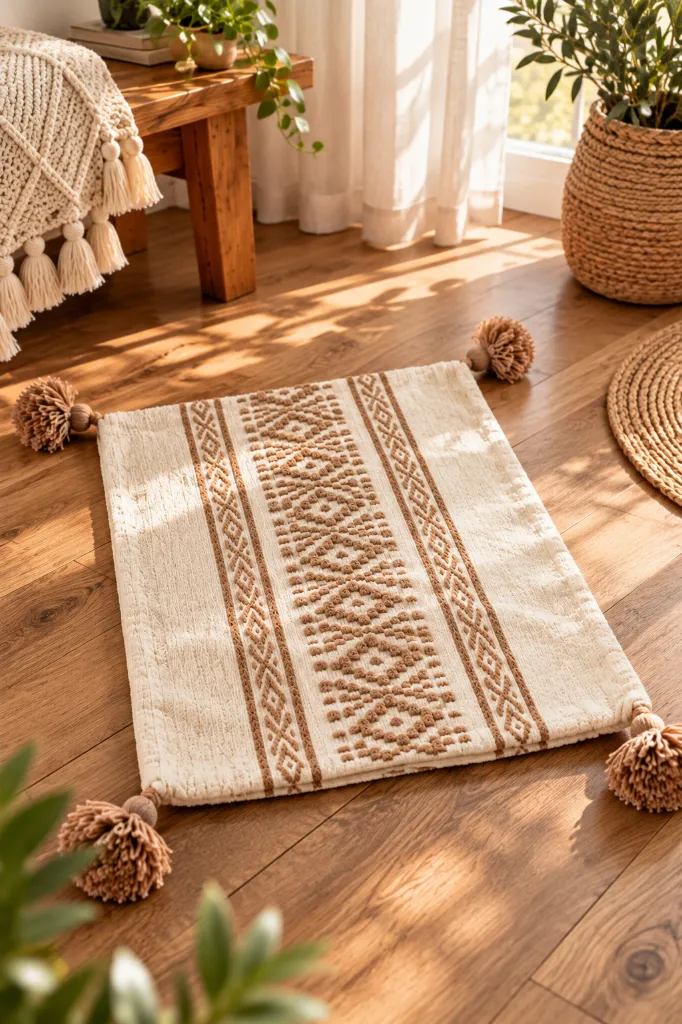 Diyara Artisanat Housse de coussin écrue à motifs berbères beige 2.webp