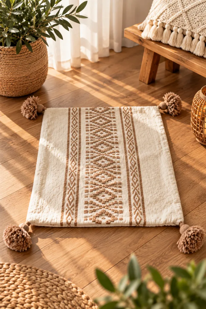 Diyara Artisanat Housse de coussin écrue à motifs berbères beige 1.webp