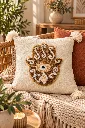Diyara Artisanat Housse de coussin Main de Fatma tuftée beige 4.webp