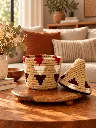 Diyara Artisanat Boite Berbère Beige, bordeaux, rouge et blanc 1.webp