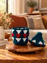 Diyara Artisanat Boite Berbère Bleu, blanc et rouge 1.webp