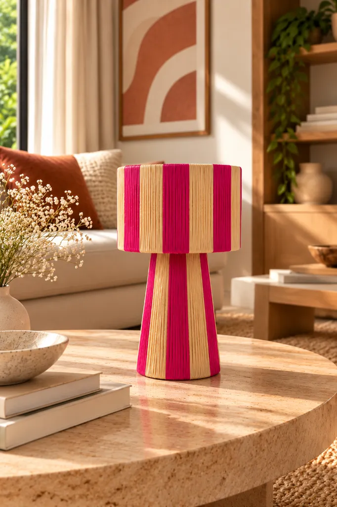 Diyara Artisanat Abat Jour Rose Petit Modèle.webp