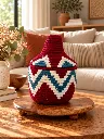 Diyara Artisanat Boite Berbère Bordeaux, blanc et bleu gris 1.webp