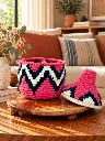 Diyara Artisanat Boites Berbères Rose, Bleu Marine et Blanc 1.webp