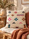 Diyara Artisanat Housse de Coussin Berbère Brodée Multicolore 4.webp