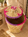 Diyara Artisanat Grand Panier Tressé avec Couvercle - DUNE 2.webp