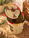 Diyara Artisanat Grand Panier Tressé avec Couvercle - SAHARA 1.webp