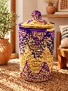 Diyara Artisanat Grand Panier Tressé avec Couvercle - ZINA 2.webp
