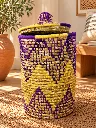 Diyara Artisanat Grand Panier Tressé avec Couvercle - ZINA 1.webp