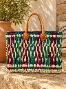 Diyara Artisanat Panier Alma en feuille de palmier tressé - Rose & Naturel 4.webp