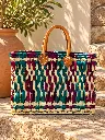 Diyara Artisanat Panier Alma en feuille de palmier tressé - Rose & Naturel 3.webp
