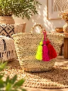 Diyara Artisanat Paniers en Raphia avec 3 pompoms 3.webp