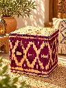 Pouf en Raphia Naturel et Prune 1.webp