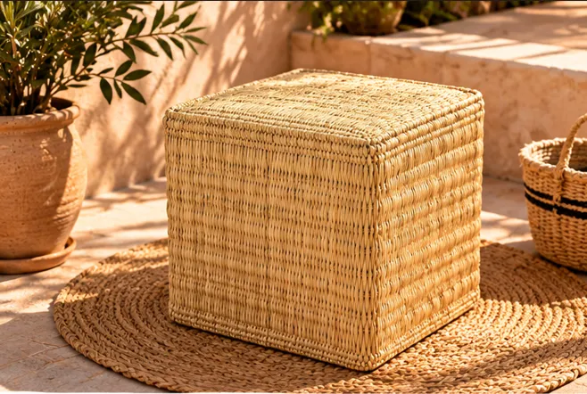 Diyara Artisanat Pouf en Raphia Naturel 2.webp