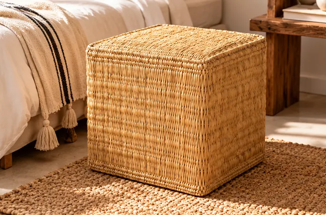 Diyara Artisanat Pouf en Raphia Naturel 3.webp