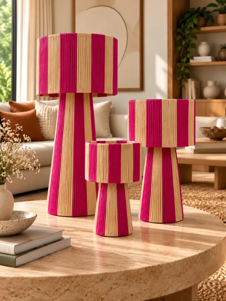 Abat Jour Rose (Petit modèle - 23 cm de diamètre / 32 cm de hauteur)
