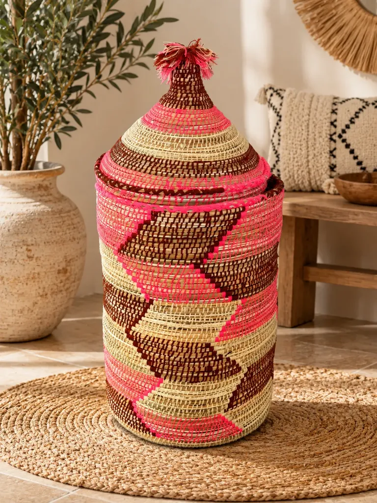 Grand panier tressé avec couvercle - AYA