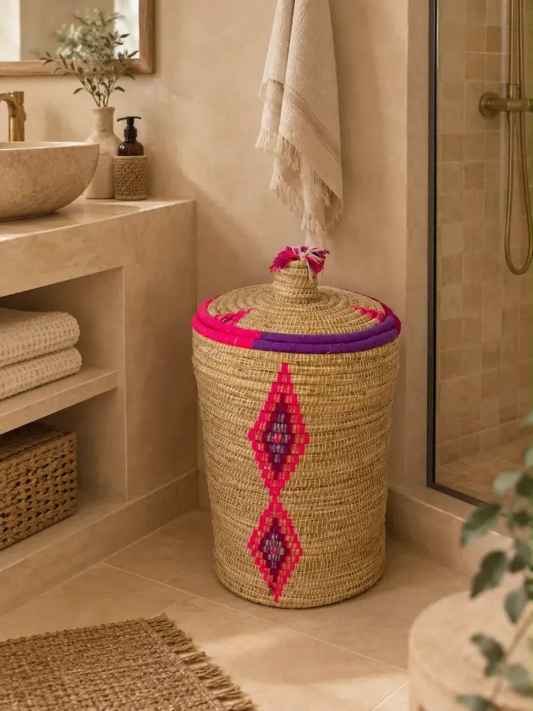 Grand panier tressé avec couvercle - DUNE