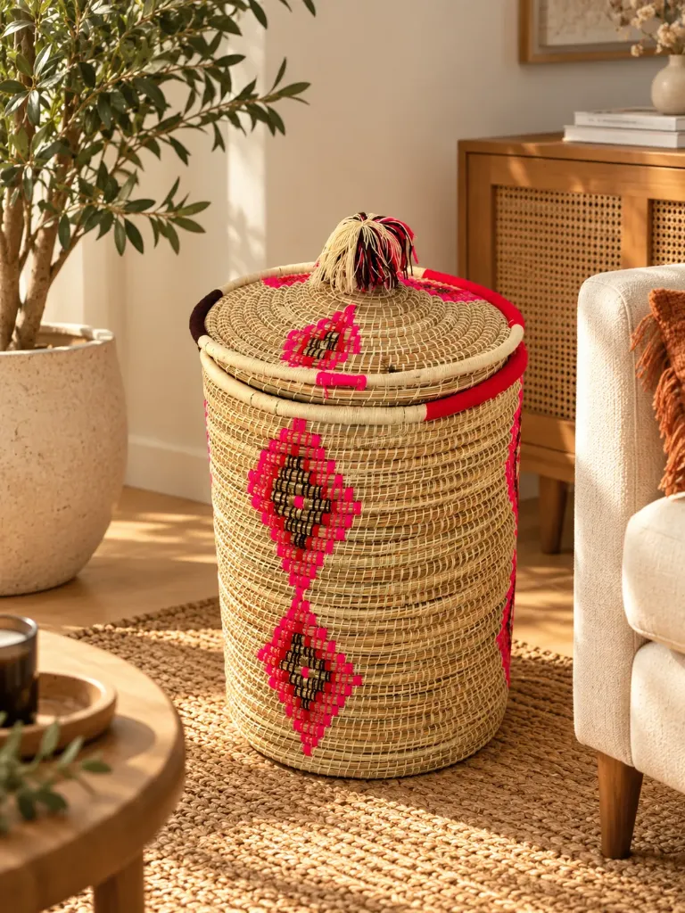 Grand panier tressé avec couvercle - LALLA