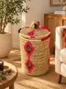 Grand panier tressé avec couvercle - LALLA