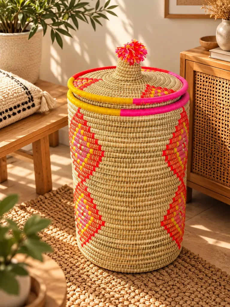 Grand panier tressé avec couvercle - TIFAWT