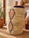 Grand panier tressé avec couvercle - TIZIRI