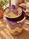 Grand panier tressé avec couvercle - ZINA