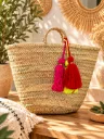Paniers en Raphia avec 3 Pompoms