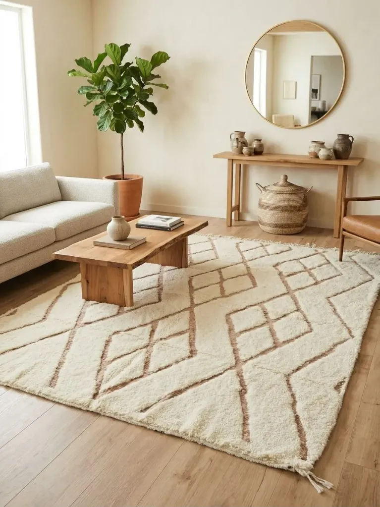 Tapis Écru à Losange - BENI OUARAIN