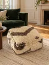 Pouf en Laine sur Laine Écru et Taupe