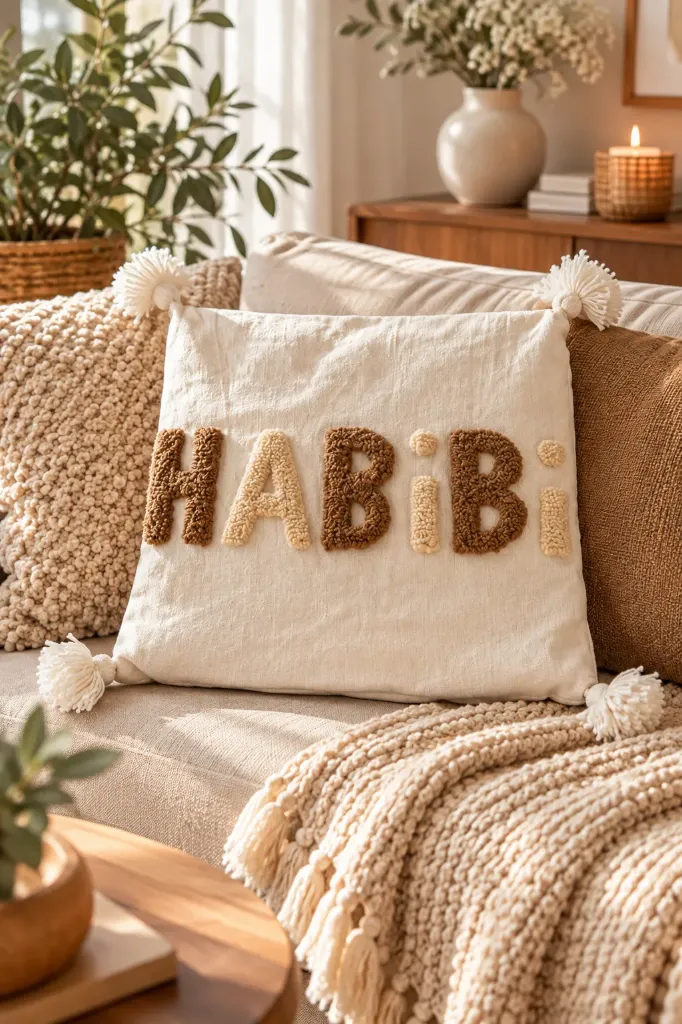 Housse de Coussin HABIBI en Coton Écru