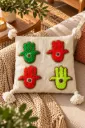 Housse de Coussin Écrue à Mains de Fatma Colorées